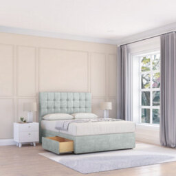 "Sloomy 5Ft Alabama Divan Bed Base Silver Naples ,2 Drawers & 26"" Struts Headboard - King" - thumbnail 1