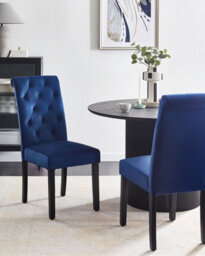 Beliani Set Of 2 Dining Chairs Velva Velvet Dark Blue - thumbnail 2
