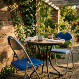 Harbour Housewares Padded Folding Chairs - Blue/silver - Pack Of 4 - thumbnail 8