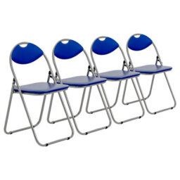 Harbour Housewares Padded Folding Chairs - Blue/silver - Pack Of 4