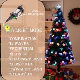 Shatchi 6Ft/180Cm Pastel Stars And Baubles Fibre Optic Christmas Tree Led Pre-Lit - thumbnail 7