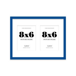 16X12 Inch 2 Opening Photo Collage Frame, Display Two 8X6 Inch Photos, Multi Aperture Family Picture Frame, Blue - thumbnail 2