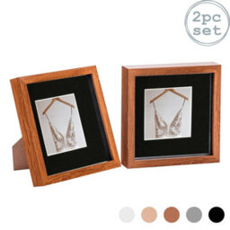 "Nicola Spring 8 X 8"" Photo Frames - Dark Wood/black Mount - 3D Picture Frame Box Portrait Display Case (4 X 4"" Mount) Set Of 2" - thumbnail 1