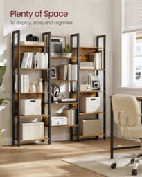 LEDREM Vasagle Bookcase, Bookshelf With 14 Shelves, Metal Frame, Shelf Unit For Living Room, Home Office, Industrial Style - thumbnail 4