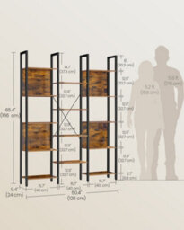 LEDREM Vasagle Bookcase, Bookshelf With 14 Shelves, Metal Frame, Shelf Unit For Living Room, Home Office, Industrial Style - thumbnail 6