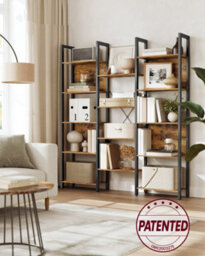 LEDREM Vasagle Bookcase, Bookshelf With 14 Shelves, Metal Frame, Shelf Unit For Living Room, Home Office, Industrial Style - thumbnail 1