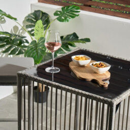 Ohs Amalfi Bistro Set Outdoor Table Bar Stool Chair Garden Patio Furniture - Grey - thumbnail 2