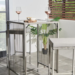 Ohs Amalfi Bistro Set Outdoor Table Bar Stool Chair Garden Patio Furniture - Grey - thumbnail 3