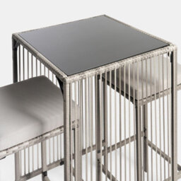 Ohs Amalfi Bistro Set Outdoor Table Bar Stool Chair Garden Patio Furniture - Grey - thumbnail 5