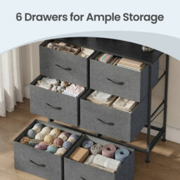 Ledrem Drawer Storage Unit, Chest Of Drawers For Bedroom, Closet, 6 Fabric Drawers, Gray - thumbnail 7