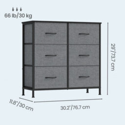 Ledrem Drawer Storage Unit, Chest Of Drawers For Bedroom, Closet, 6 Fabric Drawers, Gray - thumbnail 4