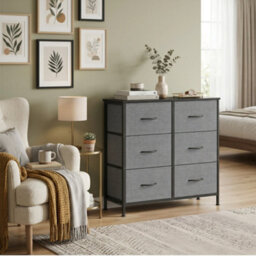 Ledrem Drawer Storage Unit, Chest Of Drawers For Bedroom, Closet, 6 Fabric Drawers, Gray - thumbnail 5
