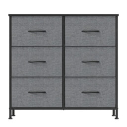 Ledrem Drawer Storage Unit, Chest Of Drawers For Bedroom, Closet, 6 Fabric Drawers, Gray - thumbnail 2