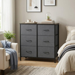 Ledrem Drawer Storage Unit, Chest Of Drawers For Bedroom, Closet, 6 Fabric Drawers, Gray - thumbnail 1