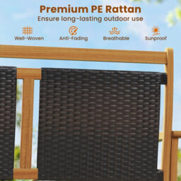Costway Patio Rattan Glider Bench Outdoor 2-Person Rocking Loveseat W/ Acacia Wood Frame - thumbnail 8