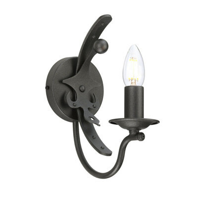 Modern Black Steel Wall Light Sconce With Graphite Finish For E14 Bulb