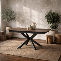 Wyld Haus Perth 168-210Cm Rusty Brown Ceramic Extendable Dining Table With Black Metal Cross Base - thumbnail 1