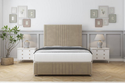 "Sloomy Harrington Almond Coniston Divan Bed Set 2 Drawers Left Side - 26"" Strutted & 12"" Footboard 4' Small Double" - image 1