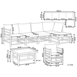 Beliani Garden Lounge Set With Table 6 Seater Cerreto Left Hand Bamboo Off-White - thumbnail 3