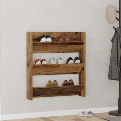 Vidaxl Wall Shoe Cabinet Old Wood 80X18X90 Cm Engineered Wood - image 1