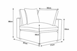 D Pro T Homeware 4 Seat Sofa Scandinavian Modular Set Grey 2 Seats 1 Corner & 1 Ottoman - thumbnail 7