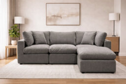 D Pro T Homeware 4 Seat Sofa Scandinavian Modular Set Grey 2 Seats 1 Corner & 1 Ottoman - thumbnail 2