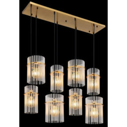 Luminosa Lighting Luminosa Gorley Cluster Pendant Ceiling Light Gold Colours Matt Opal Glass Shade 8X E27 - thumbnail 4