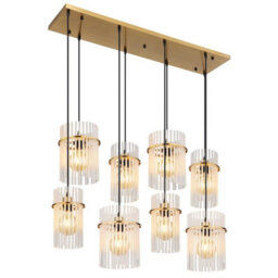 Luminosa Lighting Luminosa Gorley Cluster Pendant Ceiling Light Gold Colours Matt Opal Glass Shade 8X E27 - thumbnail 1