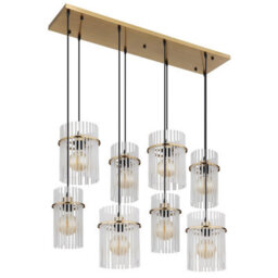Luminosa Lighting Luminosa Gorley Cluster Pendant Ceiling Light Gold Colours Matt Opal Glass Shade 8X E27 - thumbnail 2