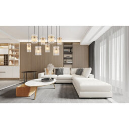 Luminosa Lighting Luminosa Gorley Cluster Pendant Ceiling Light Gold Colours Matt Opal Glass Shade 8X E27 - thumbnail 7