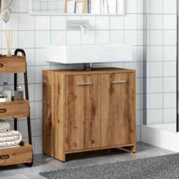 Berkfield Bathroom Sink Cabinet Artisan Oak 60X33X60 Cm Engineered Wood - thumbnail 3
