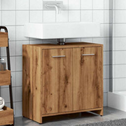 Berkfield Bathroom Sink Cabinet Artisan Oak 60X33X60 Cm Engineered Wood - thumbnail 4