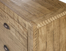 Amani Denver Rustic Walnut Solid Pine 2 Drawer Bedside Table Nightstand - thumbnail 3