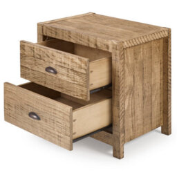 Amani Denver Rustic Walnut Solid Pine 2 Drawer Bedside Table Nightstand - thumbnail 2