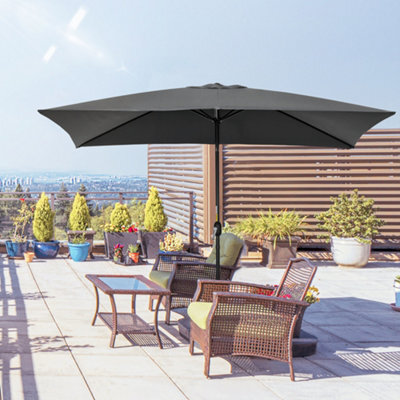 Outsunny 3X2M Patio Parasol Canopy Tilt Crank 6 Ribs Sun Shade Garden Black - image 1