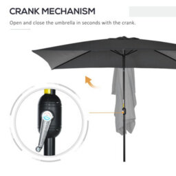 Outsunny 3X2M Patio Parasol Canopy Tilt Crank 6 Ribs Sun Shade Garden Black - thumbnail 5