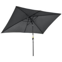 Outsunny 3X2M Patio Parasol Canopy Tilt Crank 6 Ribs Sun Shade Garden Black - thumbnail 2