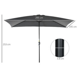 Outsunny 3X2M Patio Parasol Canopy Tilt Crank 6 Ribs Sun Shade Garden Black - thumbnail 3