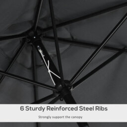 Outsunny 3X2M Patio Parasol Canopy Tilt Crank 6 Ribs Sun Shade Garden Black - thumbnail 7