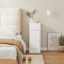 B White Double Modern Narrow Body Bedside Table With Open Storage - thumbnail 5