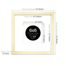 "6X6"" Gold Picture Frame - 6X6"" Square Frame With 4X4"" Mount For 6X6""/4X4"" Pictures Art Deco Style Room Decor, 1 Pack" - thumbnail 2