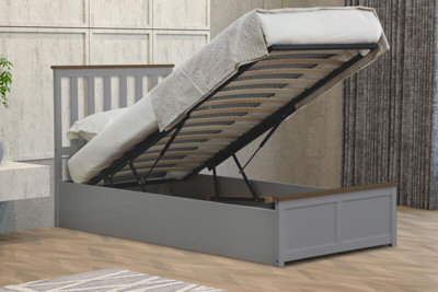 Comfy Living 3Ft Grey Wooden Gas Lift Ottoman Storage Bedframe - image 1
