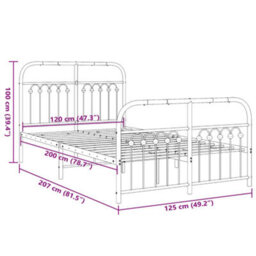Berkfield Metal Bed Frame Without Mattress With Footboard Black 120X200Cm - thumbnail 8
