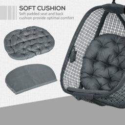 Outsunny Hanging Swing Chair W/ Thick Cushion, Patio Hanging Chair, Dark Grey - thumbnail 6