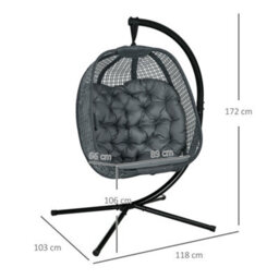 Outsunny Hanging Swing Chair W/ Thick Cushion, Patio Hanging Chair, Dark Grey - thumbnail 3
