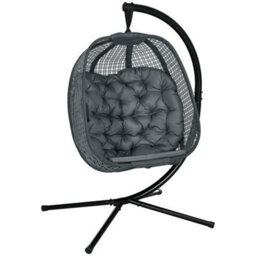 Outsunny Hanging Swing Chair W/ Thick Cushion, Patio Hanging Chair, Dark Grey - thumbnail 2