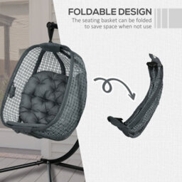 Outsunny Hanging Swing Chair W/ Thick Cushion, Patio Hanging Chair, Dark Grey - thumbnail 5