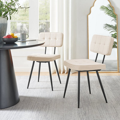 Furniturebox Uk Braxton 2X Cream Boucle Fabric Black Leg Dining Chair - image 1