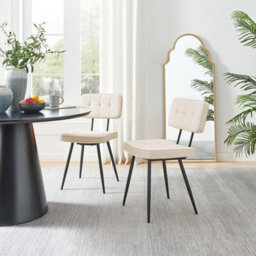 Furniturebox Uk Braxton 2X Cream Boucle Fabric Black Leg Dining Chair - thumbnail 2
