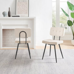 Furniturebox Uk Braxton 2X Cream Boucle Fabric Black Leg Dining Chair - thumbnail 4
